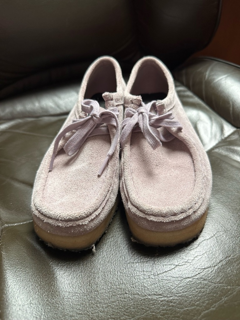 CLARKS Women’s Suede Lace-Up Casual Shoes in Light Mauve